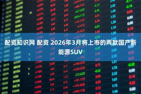 配资知识网 配资 2026年3月将上市的两款国产新能源SUV
